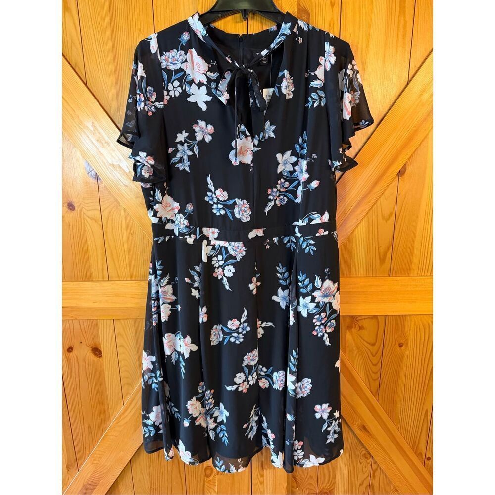 Torrid Black Multi Color Floral Print Chiffon Skater Dress NWT Size 12 (7281)